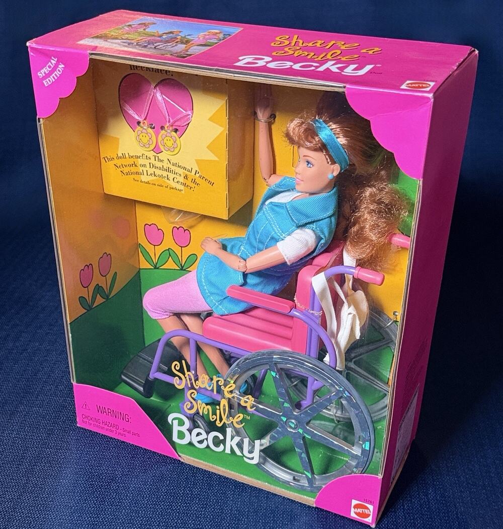 NIB 1996 Share a Smile Becky Barbie Doll #15761 Mattel Wheelchair Friend Vintage